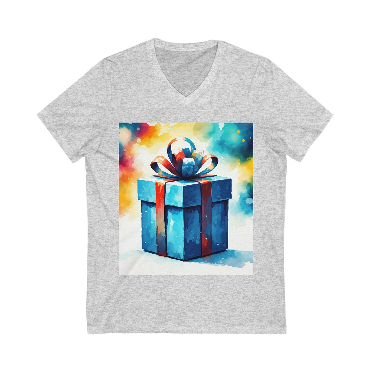 Joyful Gift Print V-Neck Tee, Fun Birthday Shirt, Celebrate Holidays, Unique Gift Idea, Casual Style, Unisex Tee