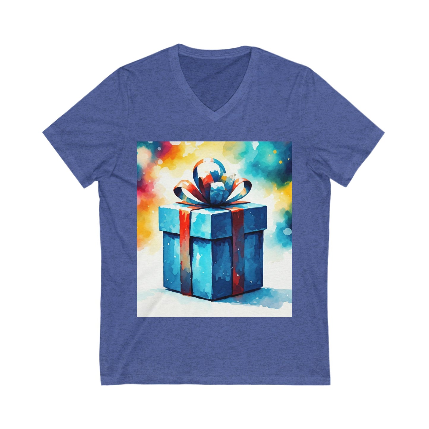 Joyful Gift Print V-Neck Tee, Fun Birthday Shirt, Celebrate Holidays, Unique Gift Idea, Casual Style, Unisex Tee