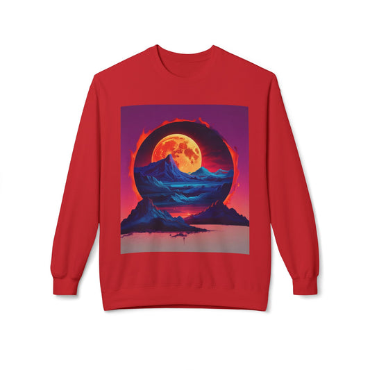 Moon Abstract Graphic Art Unisex Midweight Soft style Fleece Crewneck Sweatshirt