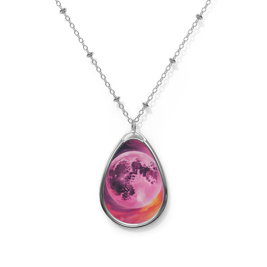 Pink Moon Oval Necklace