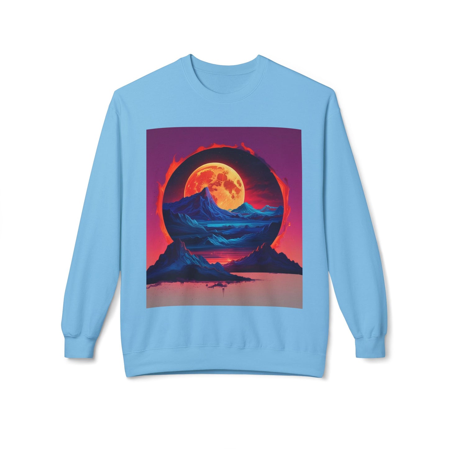 Moon Abstract Graphic Art Unisex Midweight Soft style Fleece Crewneck Sweatshirt