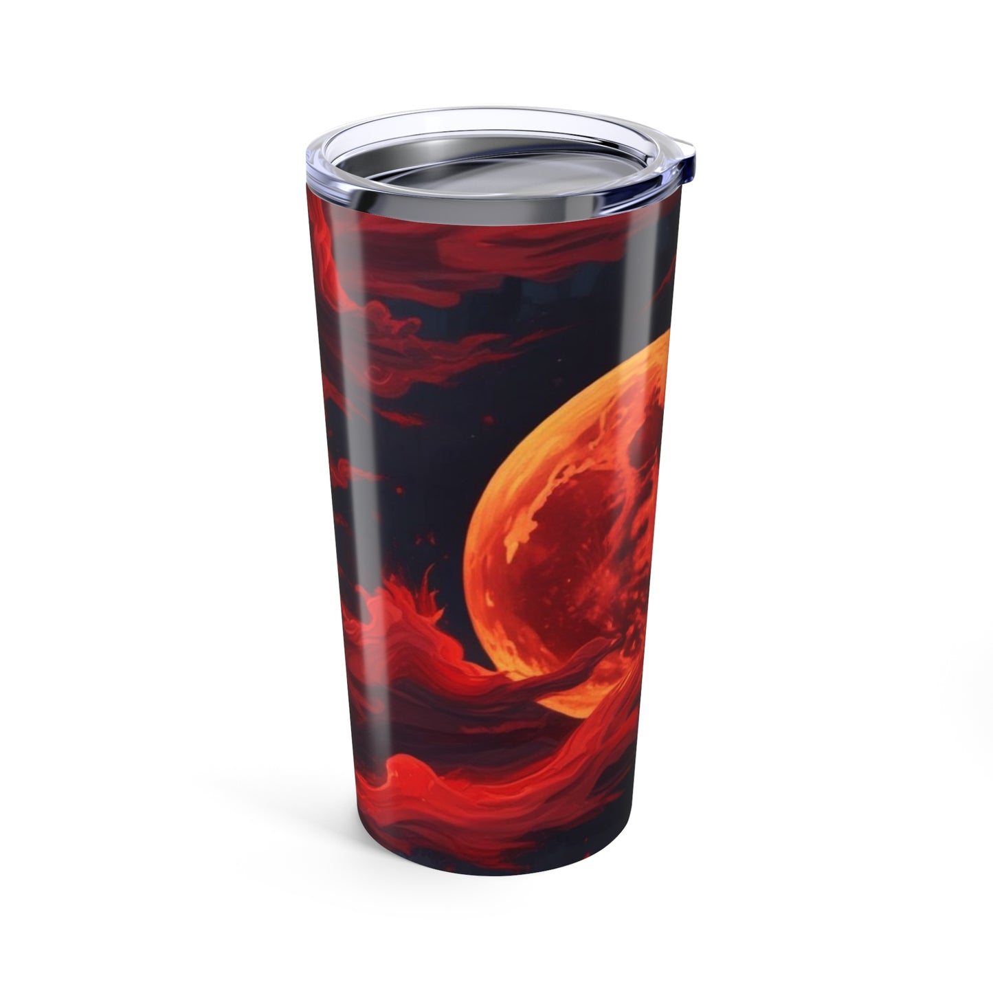 Fire Moon Tumbler 20oz - Celestial Travel Mug for Stargazers, Unique Gift for Astronomers, Space Decor, Birthday, Housewarming