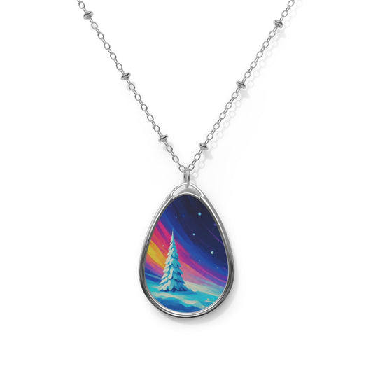 Whimsical Winter Oval Necklace