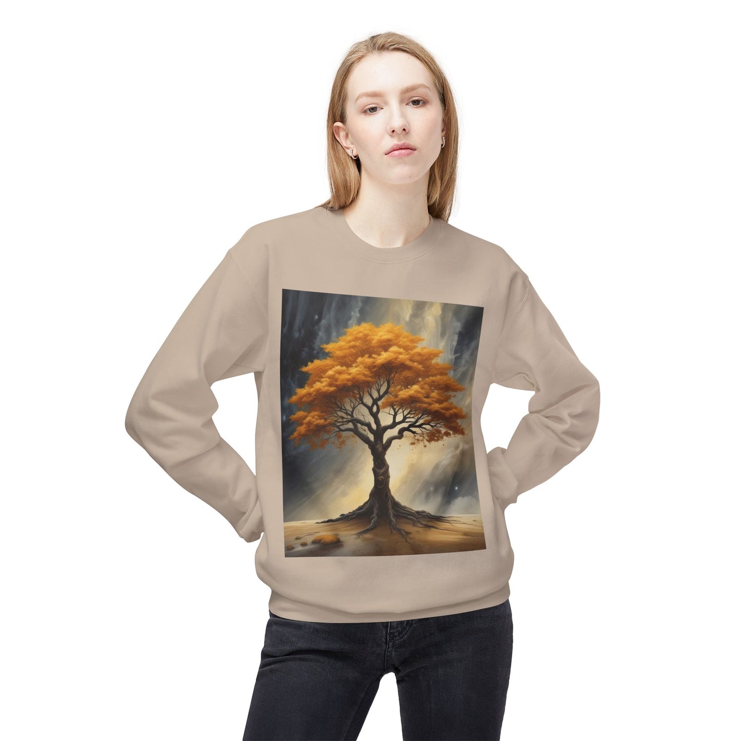 Autumn Tree Sweatshirt, Cozy Fall Apparel, Unisex Crewneck, Nature Lover Gift, Thanksgiving Outfit, Artistic Fleece Sweatshirt