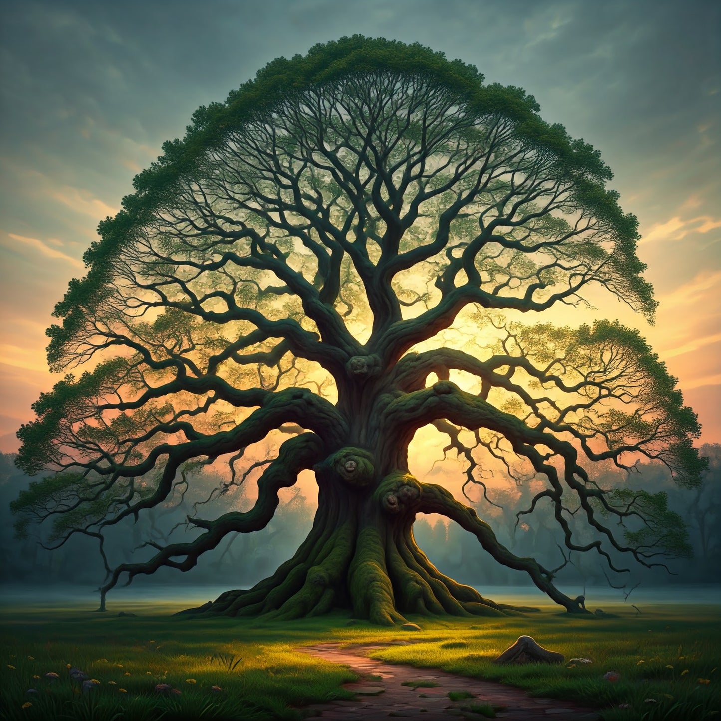 Grand Oak Tree Painting