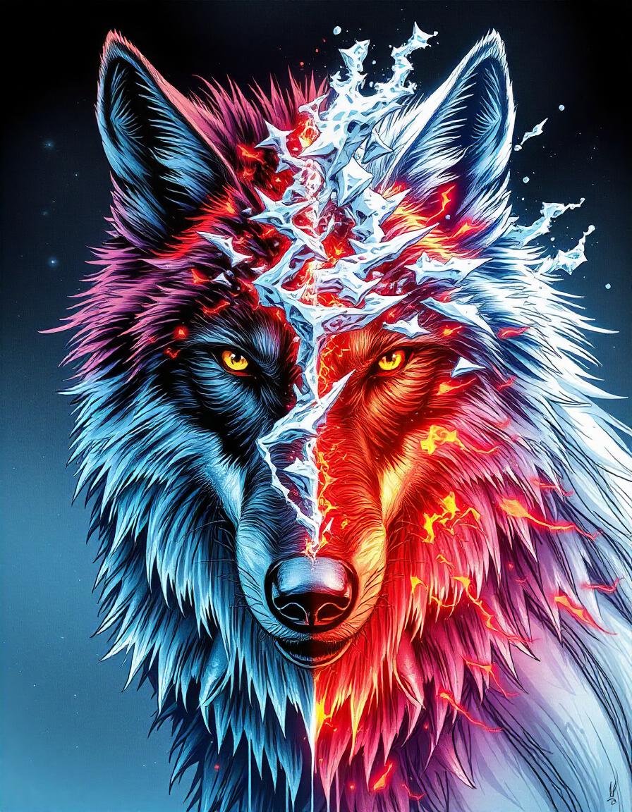 FIRE and ICE Wolf Pack of 15