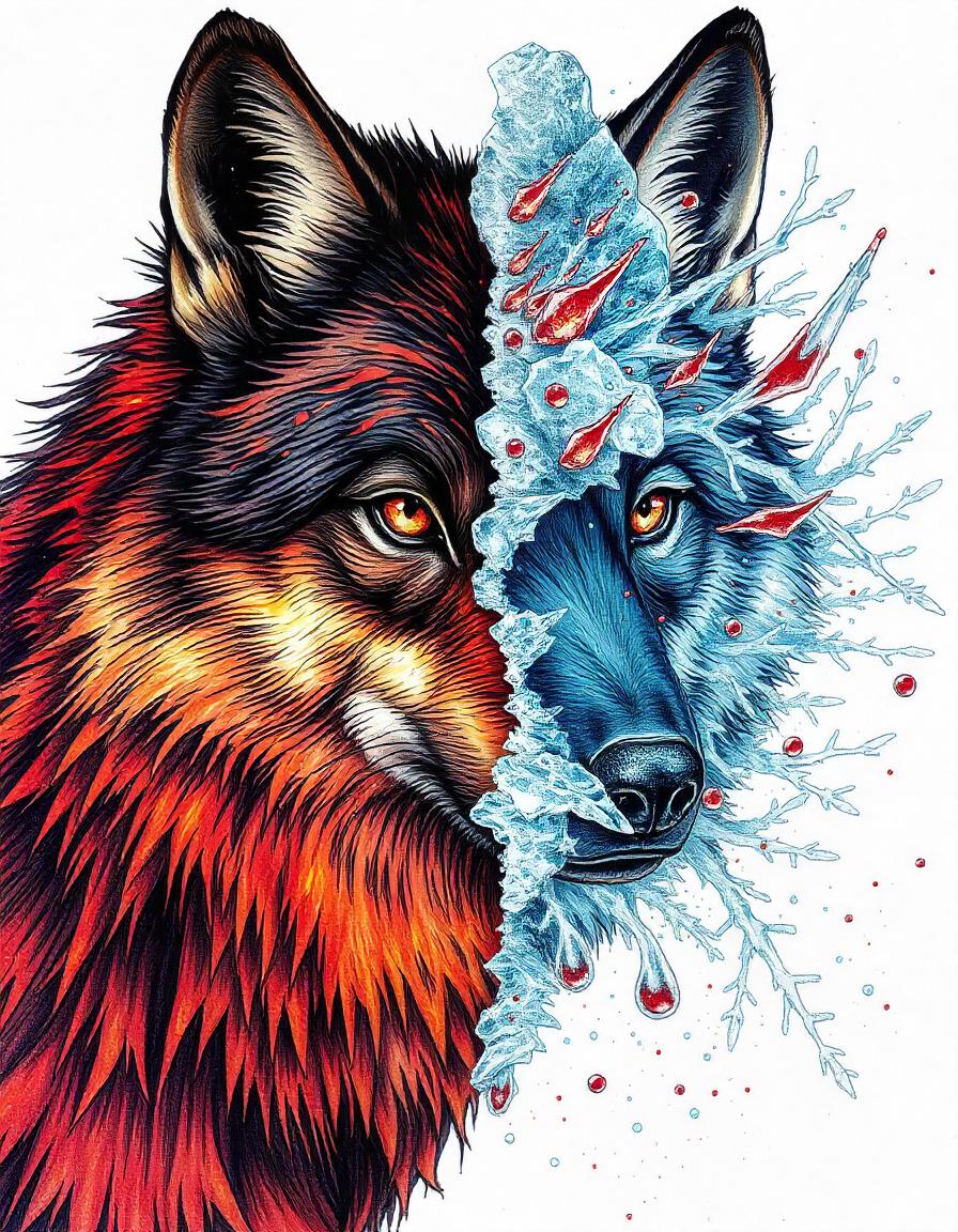 FIRE and ICE Wolf Pack of 15