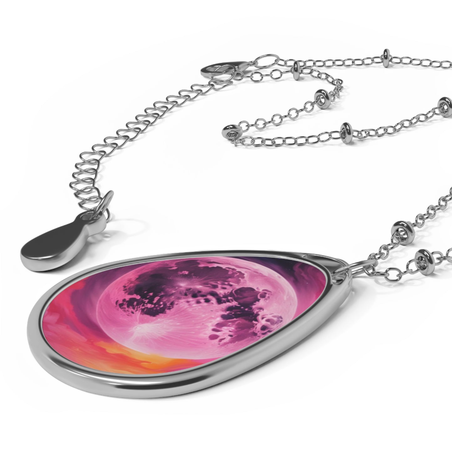 Pink Moon Oval Necklace