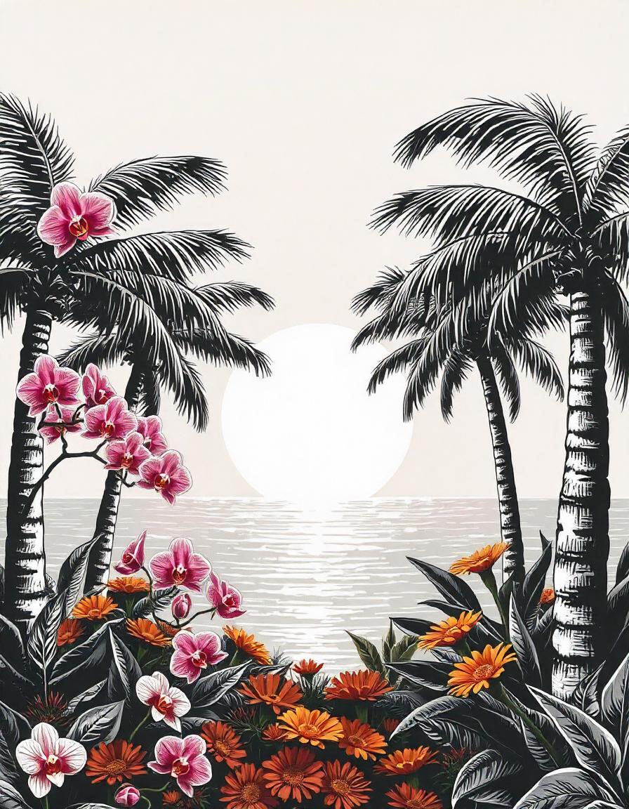 Palm tree Sunset pack of 20