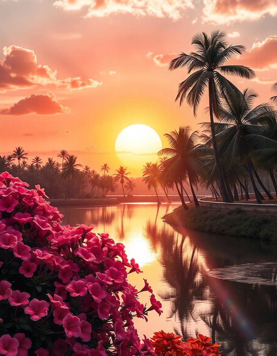 Palm tree Sunset pack of 20