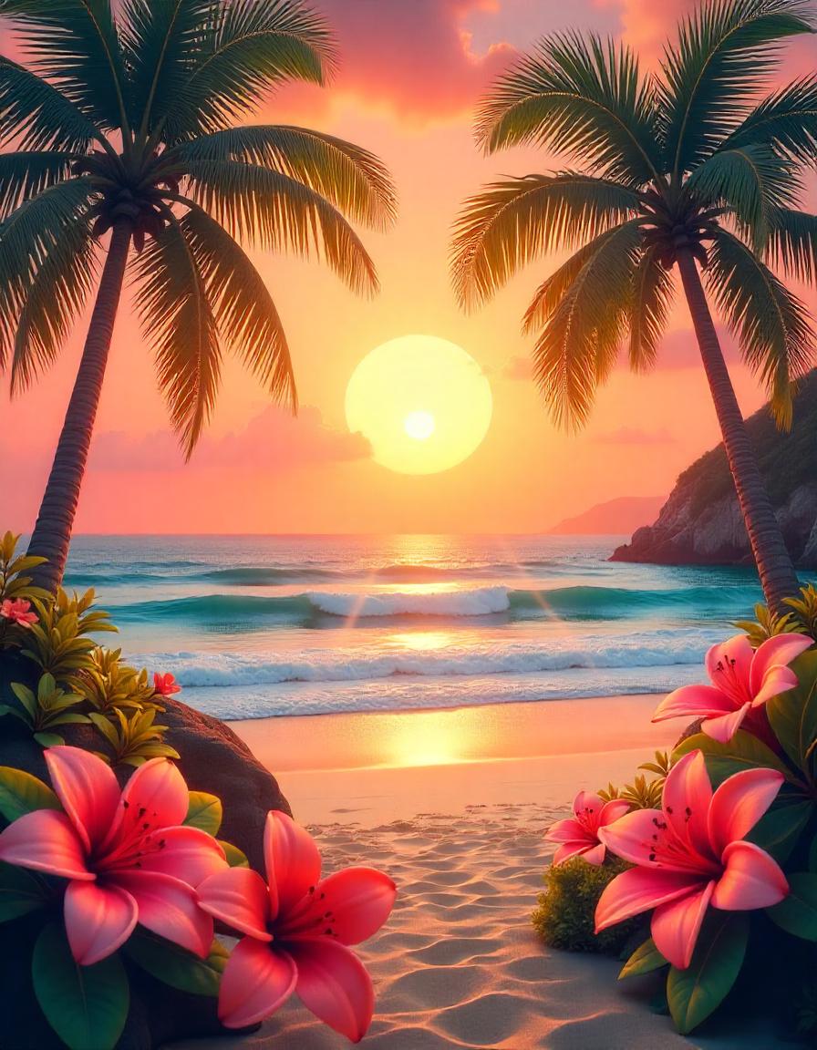 Palm tree Sunset pack of 20