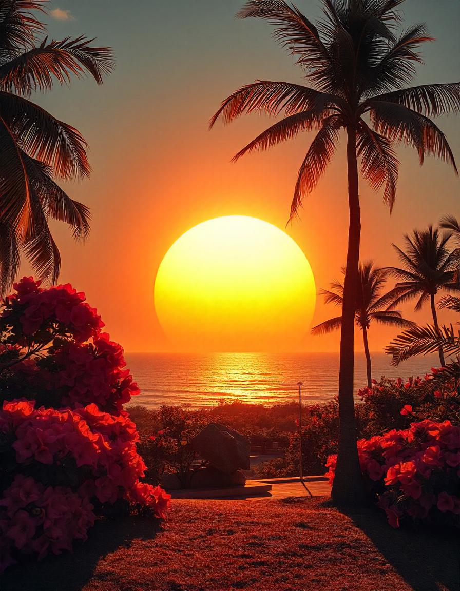 Palm tree Sunset pack of 20