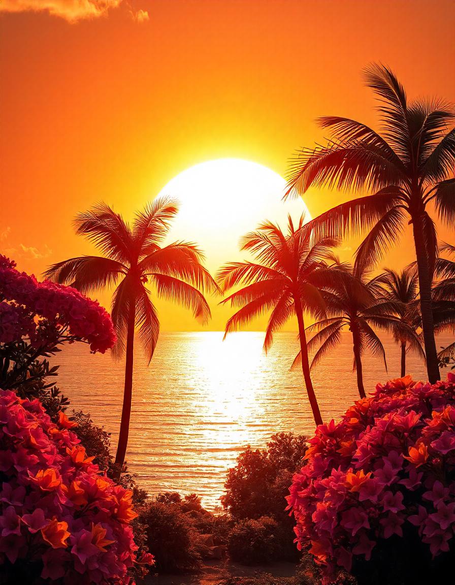 Palm tree Sunset pack of 20