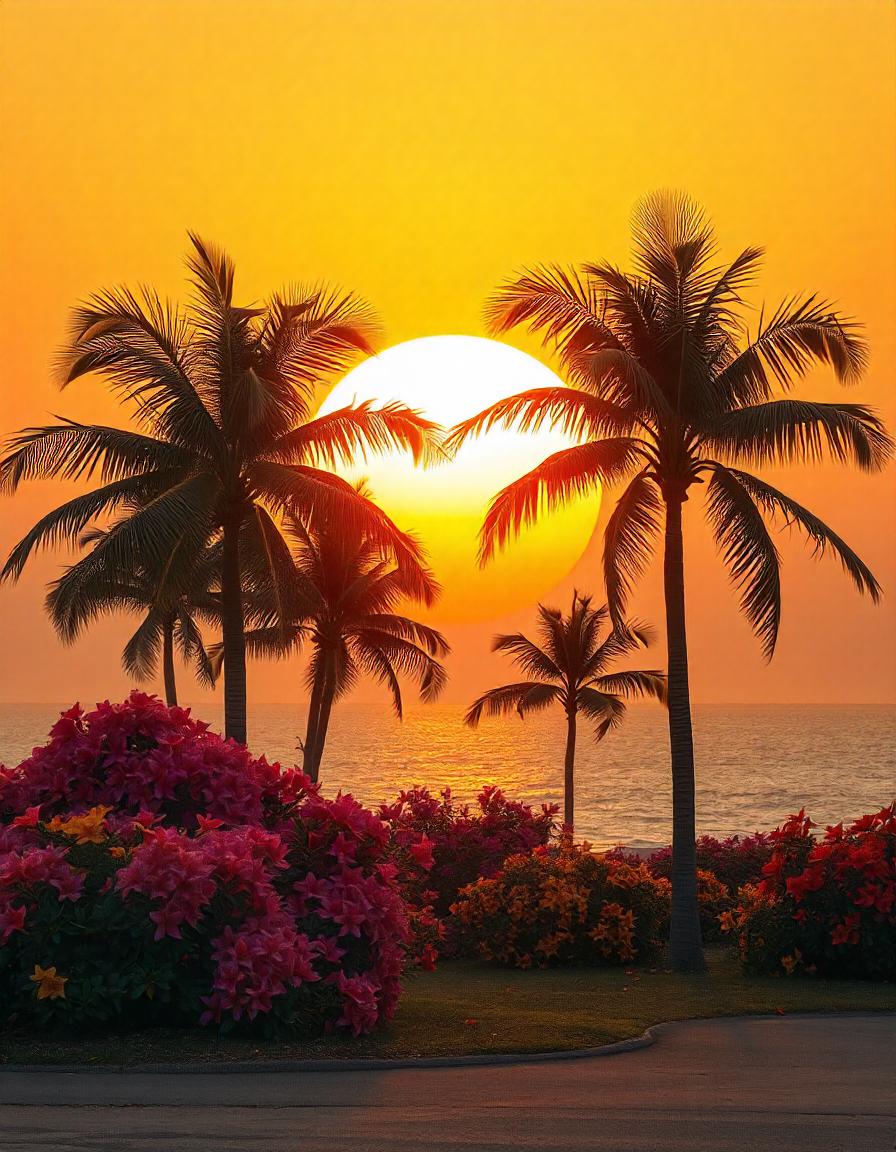 Palm tree Sunset pack of 20