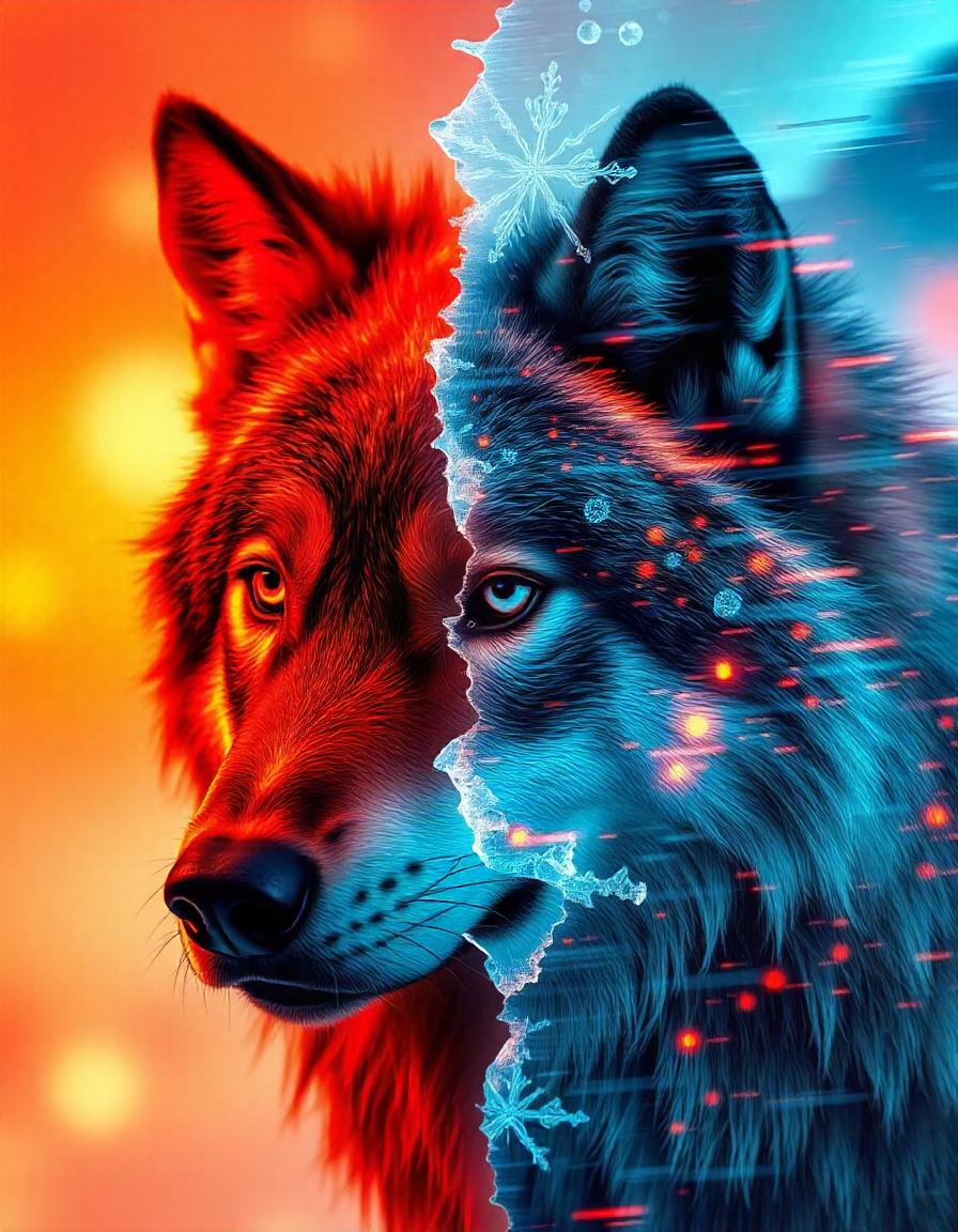 Fire and ice Wolf collection of 16