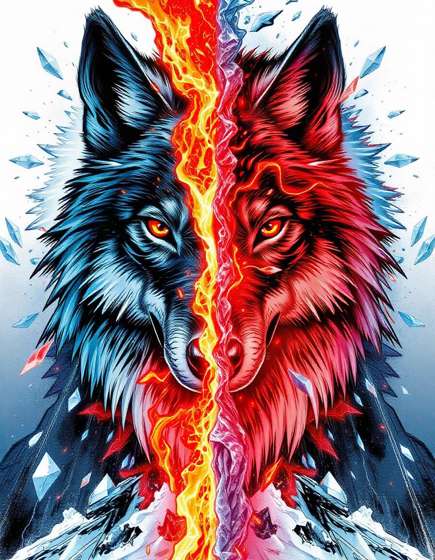 Fire and ice Wolf collection of 16