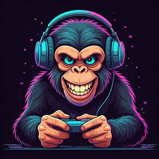 Gamer Monkey Cartoon Art Collection 17 Image Bundle