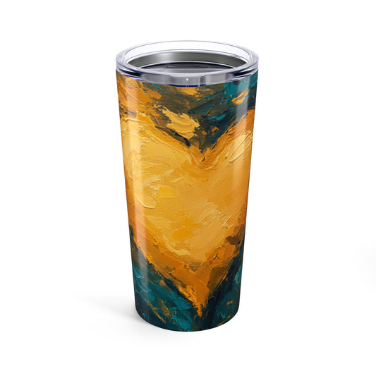 Artistic Heart Tumbler 20oz, Love Gift, Boho Decor, Coffee Travel Mug, Unique Present for Her, Colorful Insulated Cup