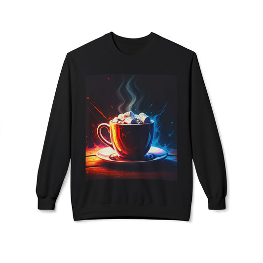 Abstract Hot Chocolate Graphic Unisex Midweight Softstyle Fleece Crewneck Sweatshirt