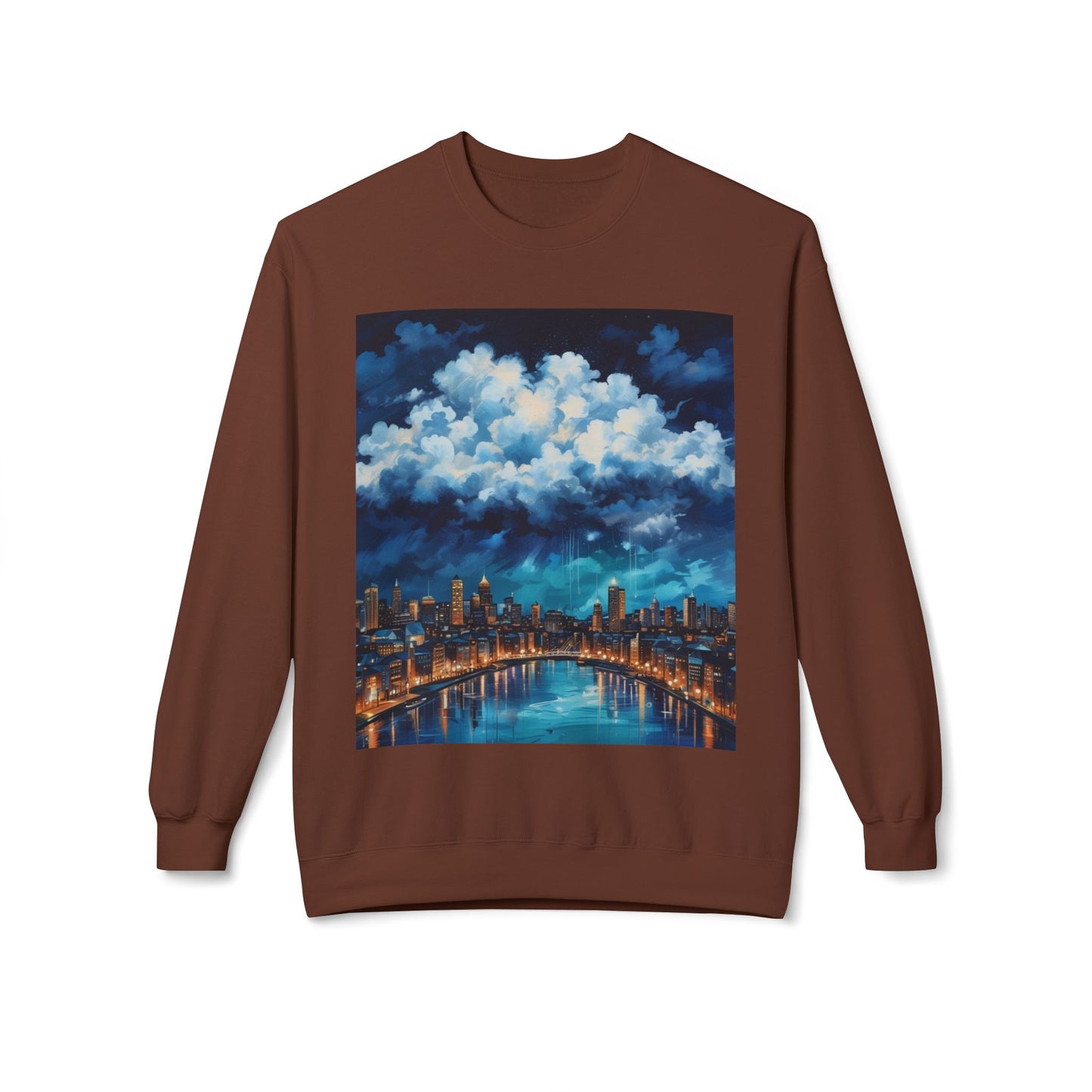 Blue Rainy City Unisex Midweight Softstyle Fleece Crewneck Sweatshirt
