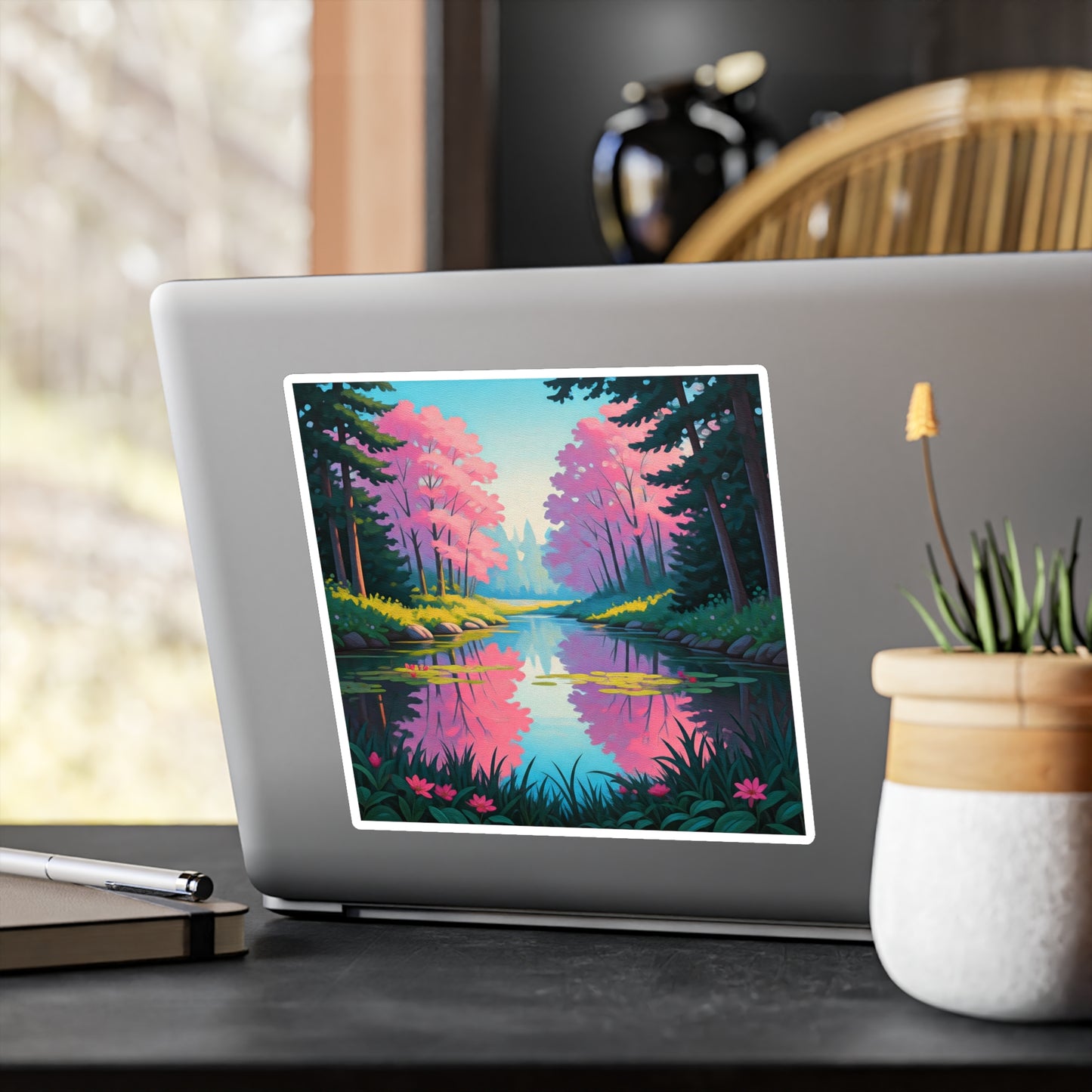Nature Lake Painting Kiss-Cut Vinyl Decals