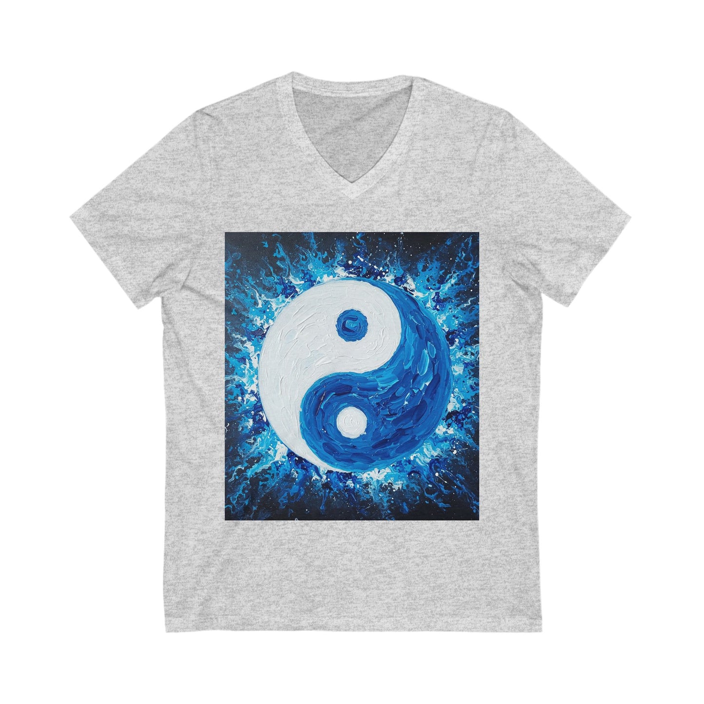 Yin Yang V-Neck Tee, Unisex Short Sleeve Shirt, Bohemian Style Top, Meditation Apparel, Gift for Yoga Lovers, Harmony Fashion