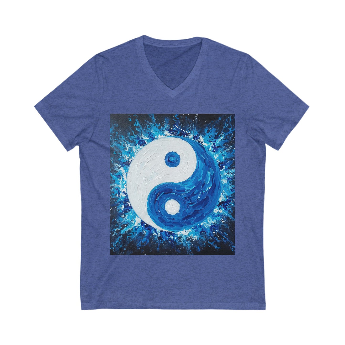 Yin Yang V-Neck Tee, Unisex Short Sleeve Shirt, Bohemian Style Top, Meditation Apparel, Gift for Yoga Lovers, Harmony Fashion