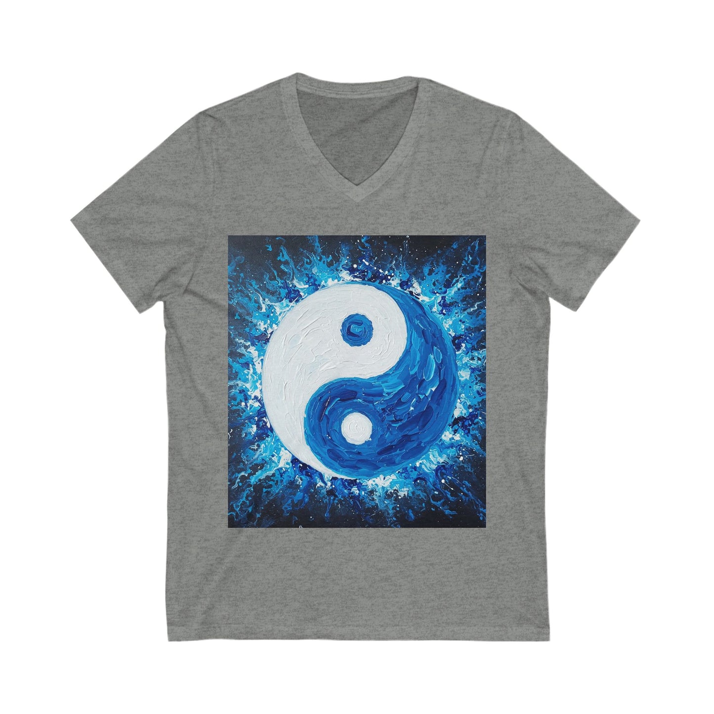 Yin Yang V-Neck Tee, Unisex Short Sleeve Shirt, Bohemian Style Top, Meditation Apparel, Gift for Yoga Lovers, Harmony Fashion