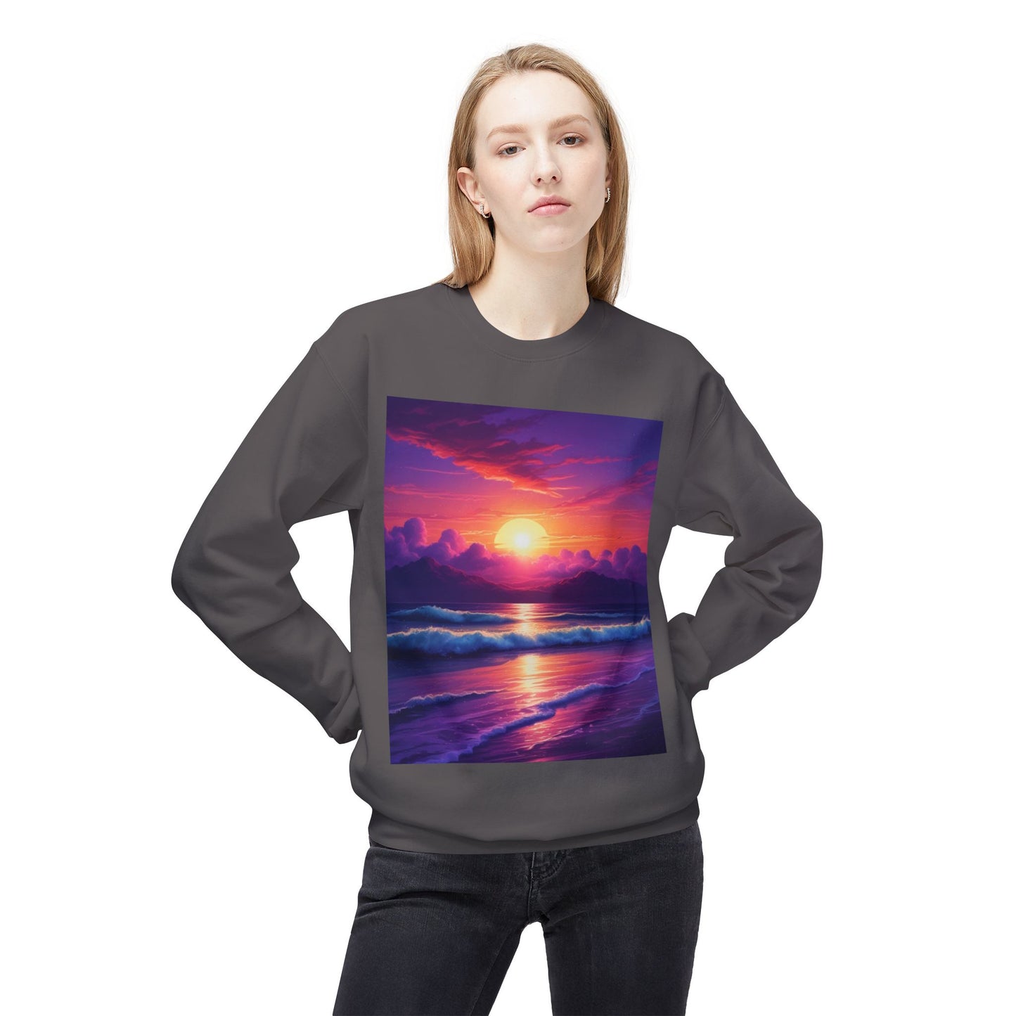 Sunset Ocean Crewneck Sweatshirt - Cozy Layer for Beach Lovers, Gift for Nature Enthusiasts, Perfect for Casual Days, Vibrant Art Apparel