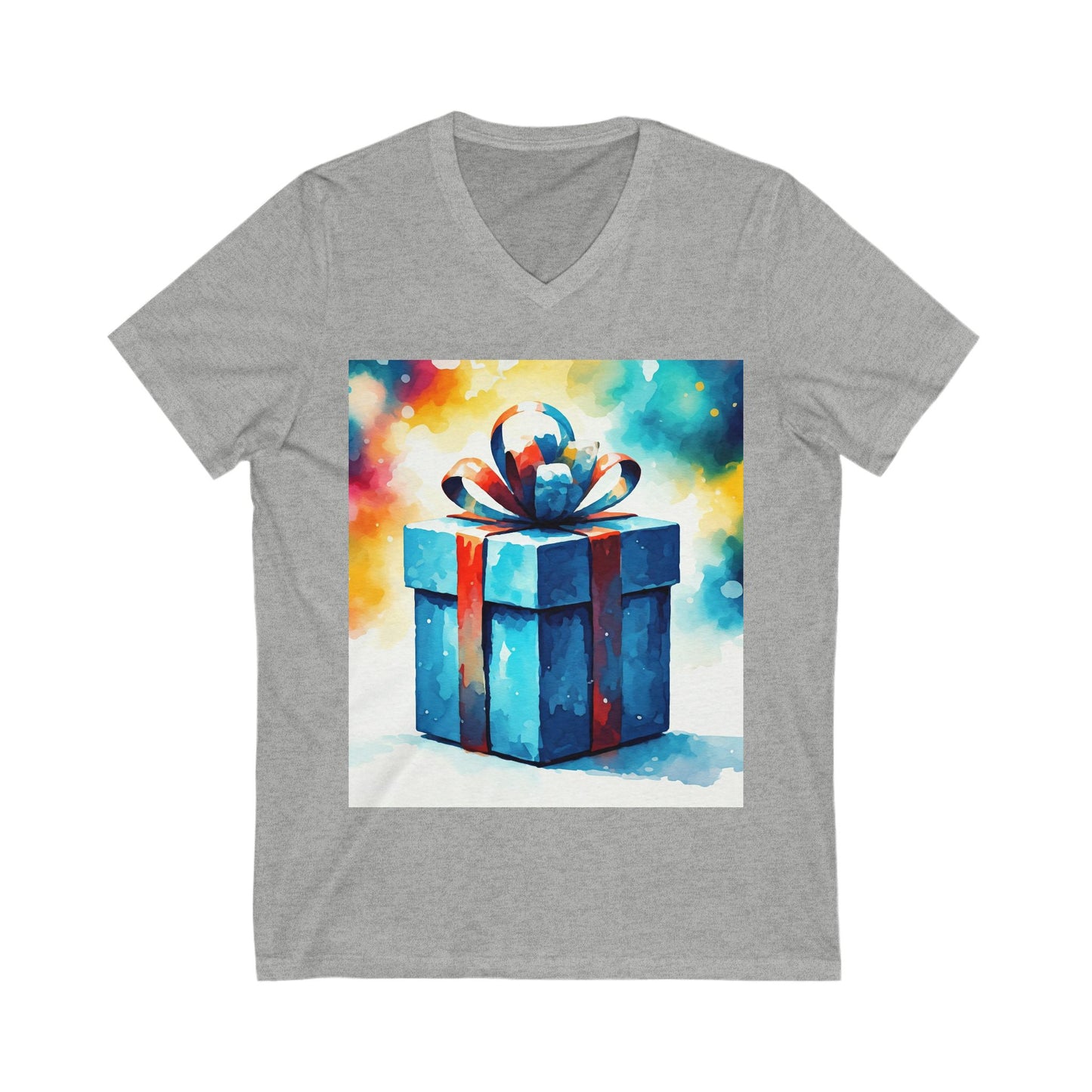 Joyful Gift Print V-Neck Tee, Fun Birthday Shirt, Celebrate Holidays, Unique Gift Idea, Casual Style, Unisex Tee