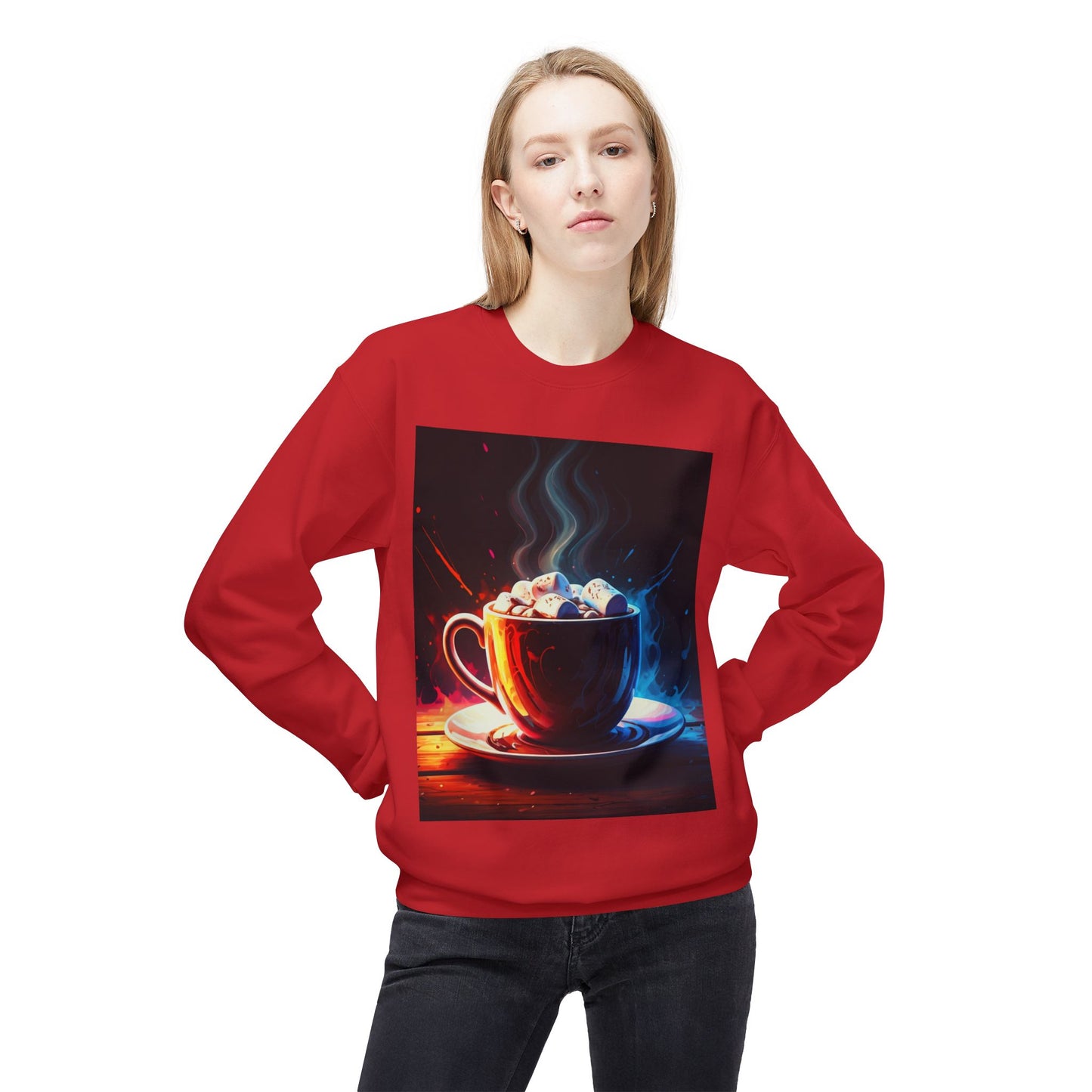 Abstract Hot Chocolate Graphic Unisex Midweight Softstyle Fleece Crewneck Sweatshirt