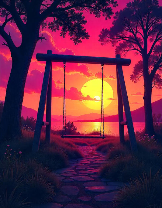 Sunset Swing Set Painting