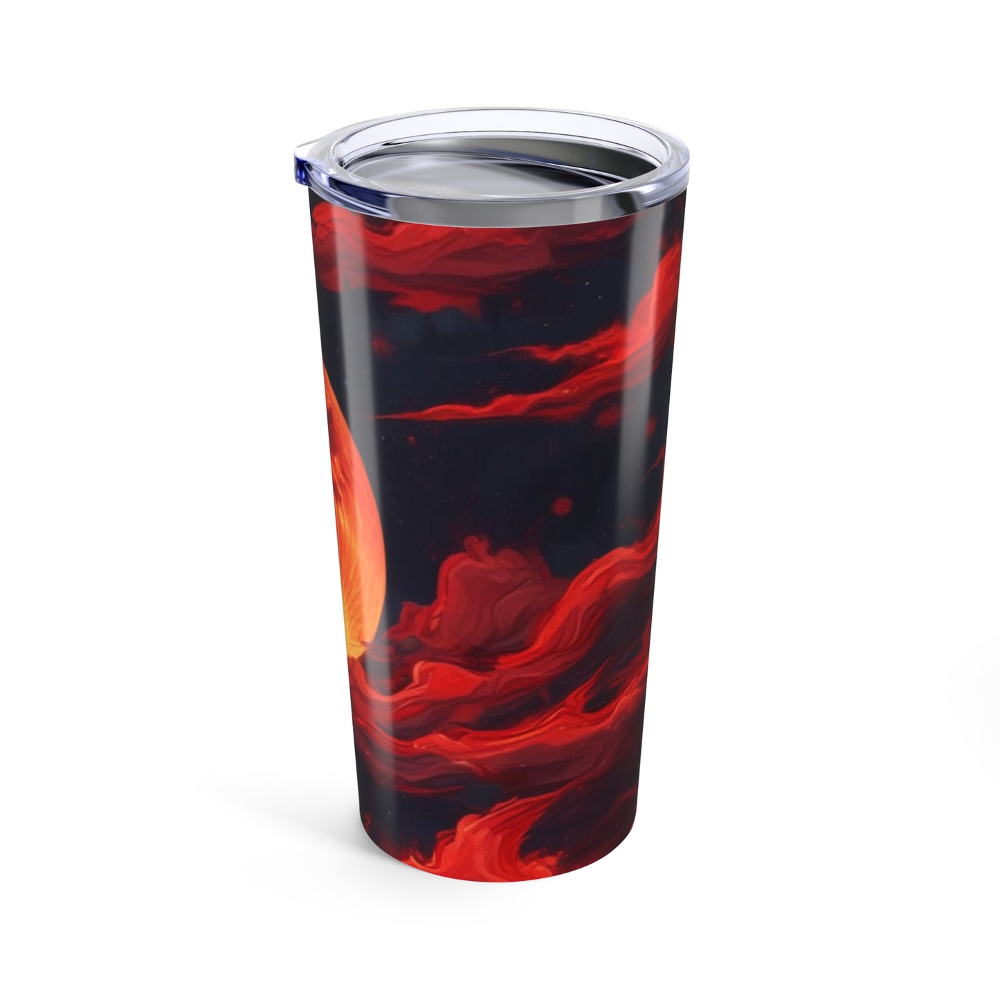 Fire Moon Tumbler 20oz - Celestial Travel Mug for Stargazers, Unique Gift for Astronomers, Space Decor, Birthday, Housewarming