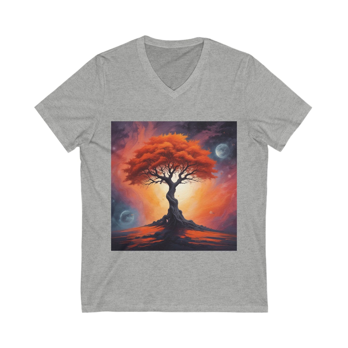 Vibrant Tree of Life Tee, Nature Lover Shirt, Eco-Friendly Apparel, Bohemian V-Neck T-Shirt, Gift for Earth Day, Casual Wear