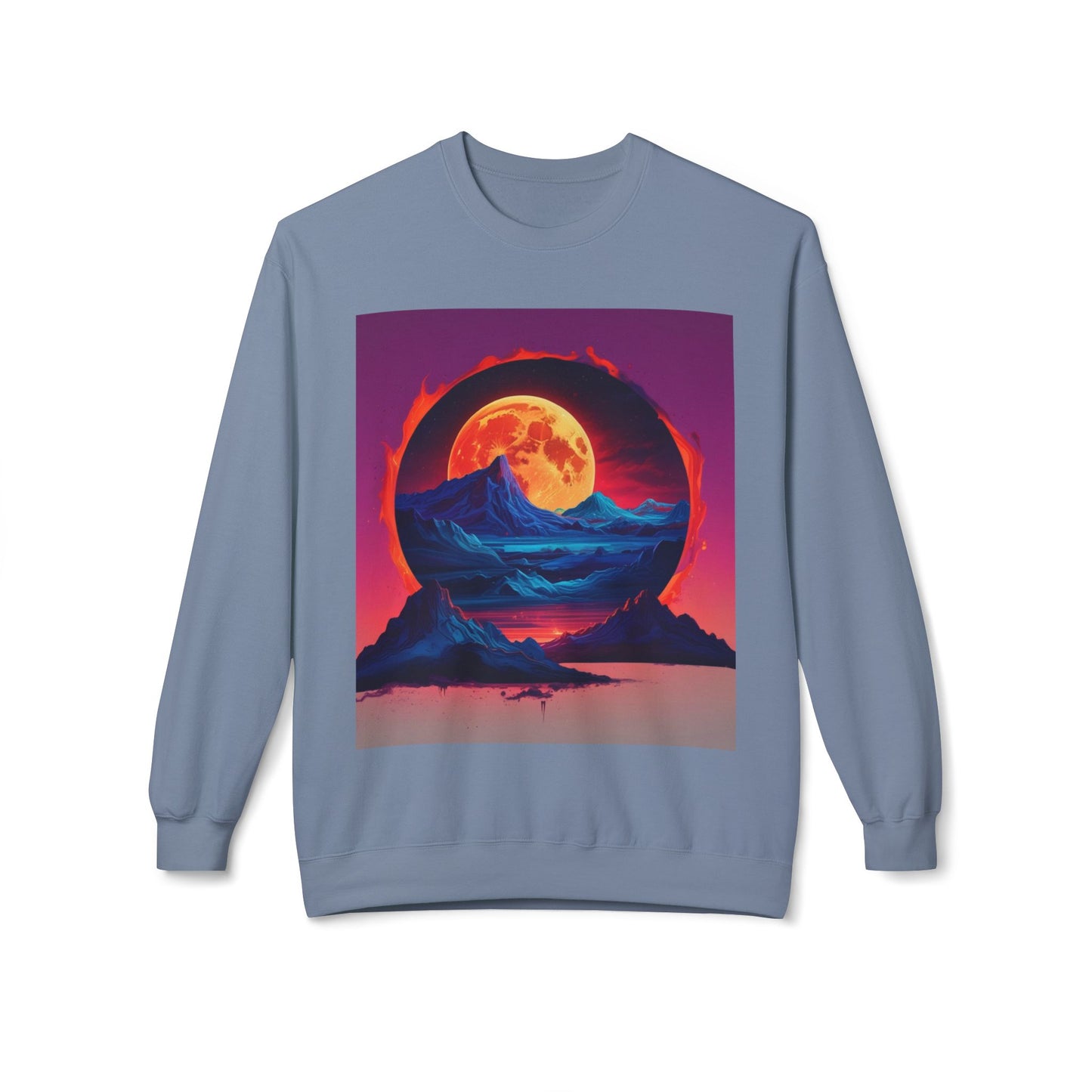 Moon Abstract Graphic Art Unisex Midweight Soft style Fleece Crewneck Sweatshirt