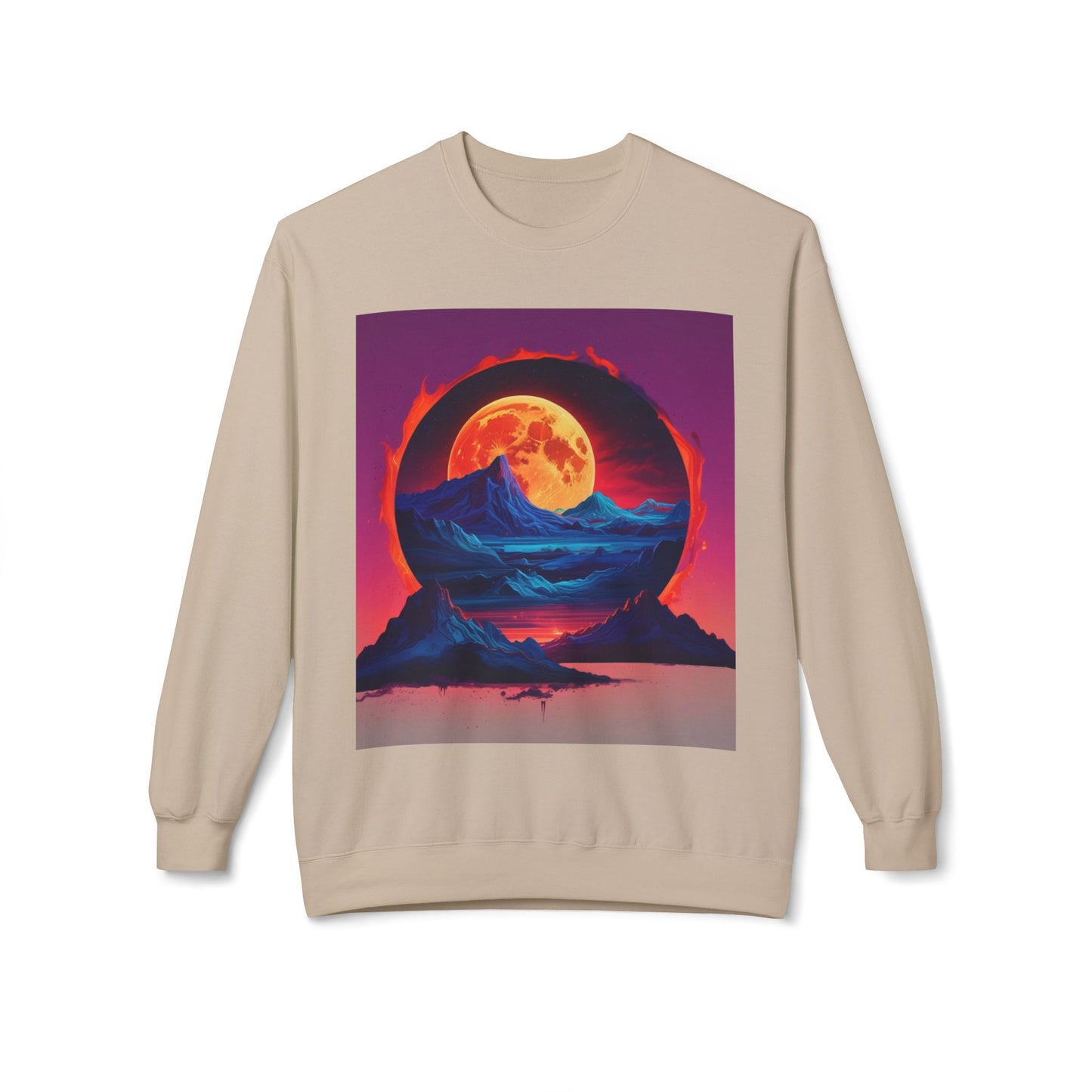 Moon Abstract Graphic Art Unisex Midweight Soft style Fleece Crewneck Sweatshirt