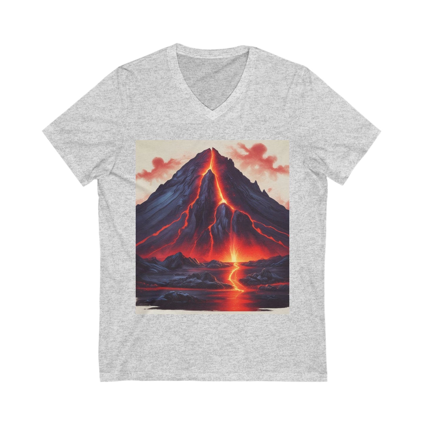 Volcanic Eruption V-Neck Tee, Lava Art T-Shirt, Nature Lover Gift, Unisex Tee, Adventure Top, Birthday Shirt