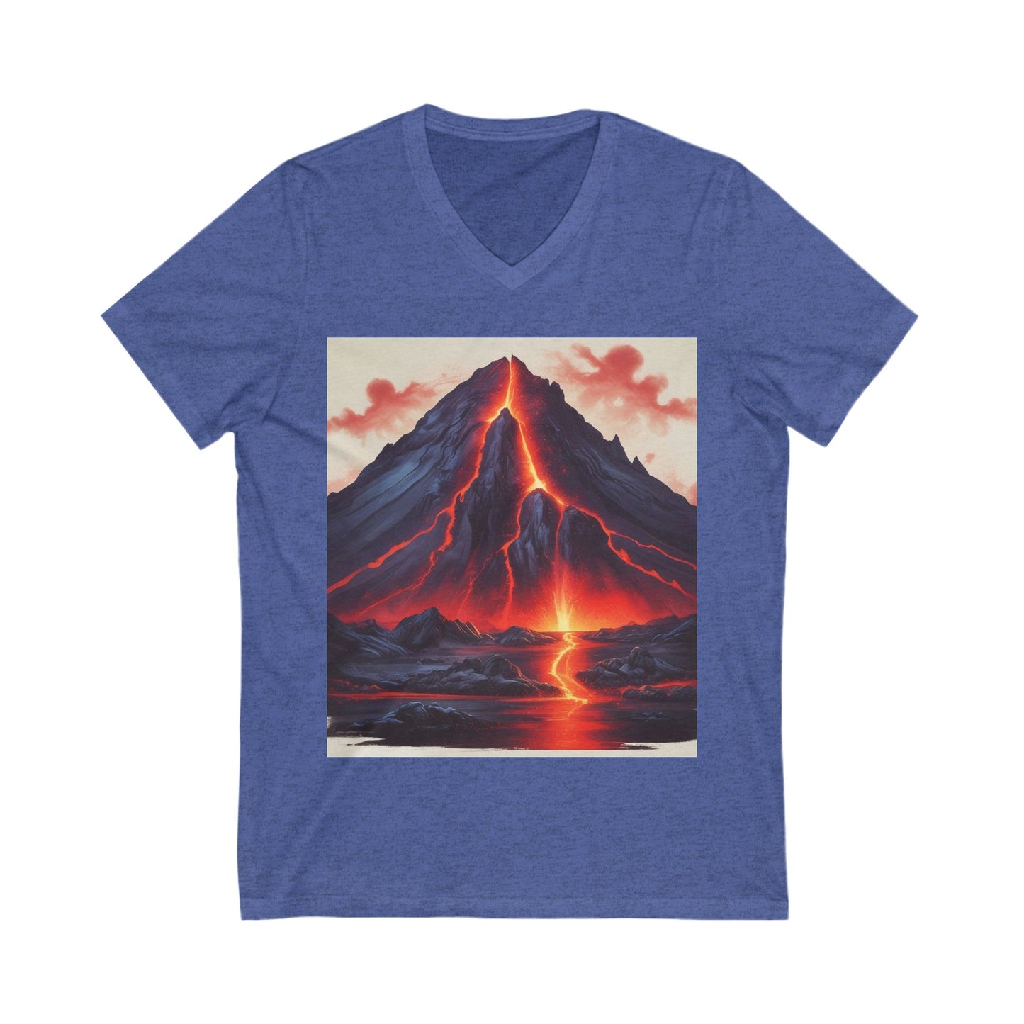 Volcanic Eruption V-Neck Tee, Lava Art T-Shirt, Nature Lover Gift, Unisex Tee, Adventure Top, Birthday Shirt