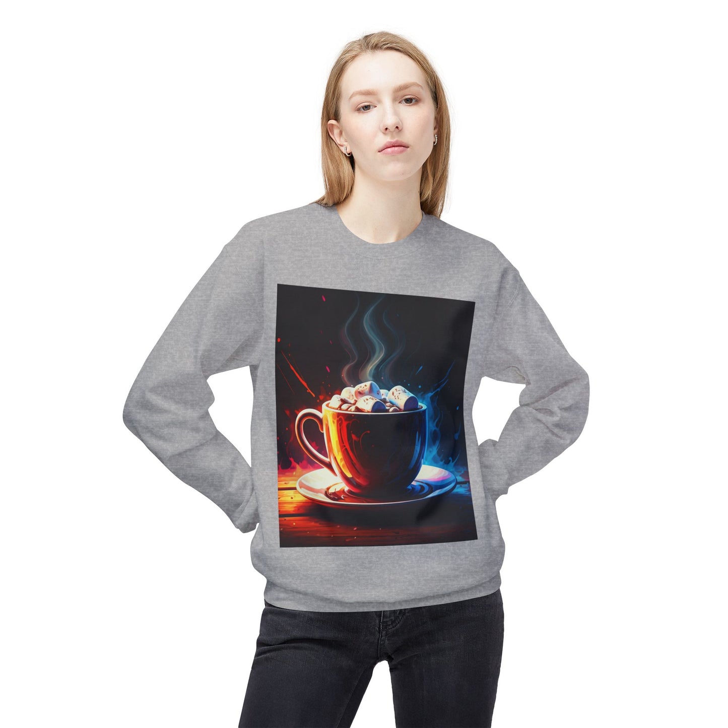 Abstract Hot Chocolate Graphic Unisex Midweight Softstyle Fleece Crewneck Sweatshirt
