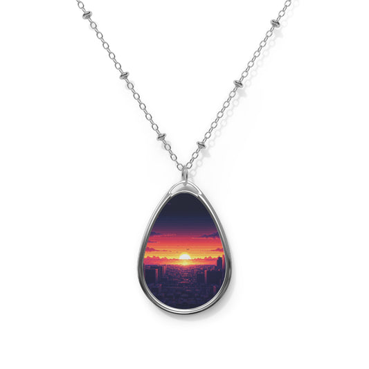 Sunset Skyline Oval Necklace